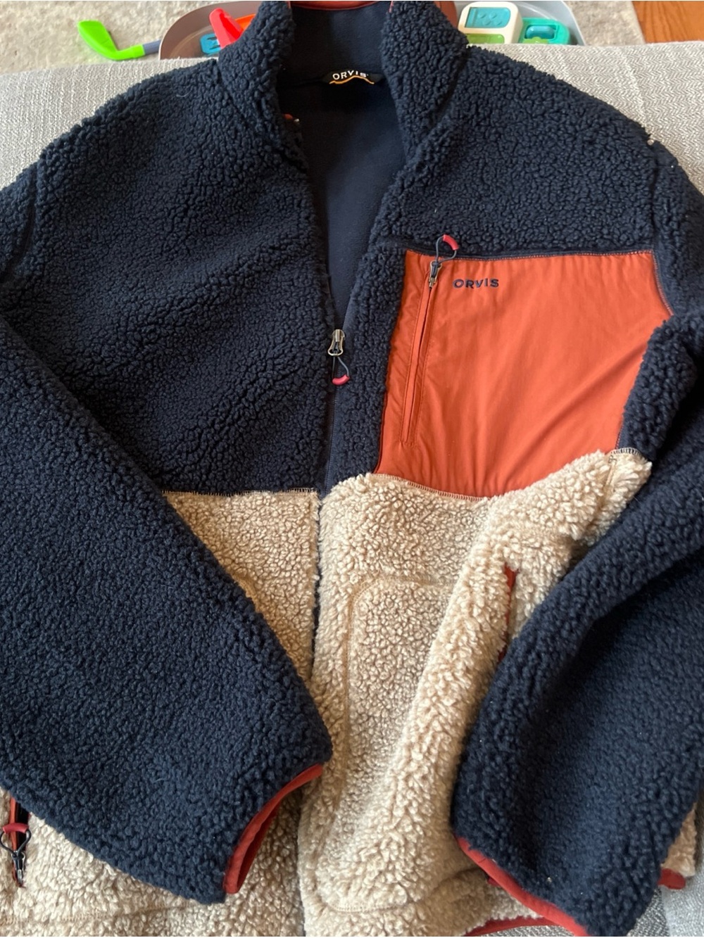 Orvis Mad River High Pile Sherpa Mix Up Fleece Jacket Full Zip Men’s Size XXL